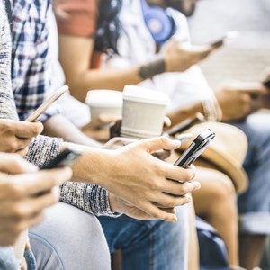 People using smartphones
